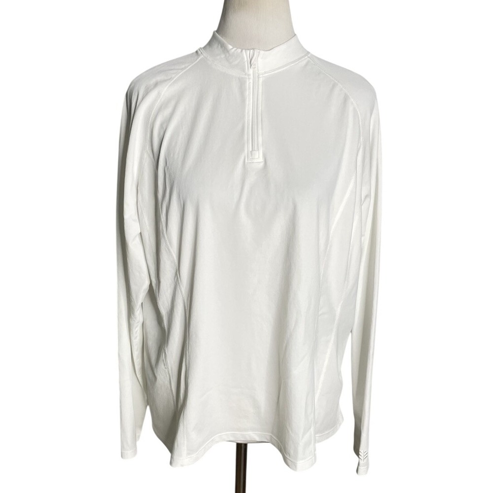 Coolibar White Freestyle Long Sleeve 1/4 Zip Rash Guard Top UPF 50+ XL